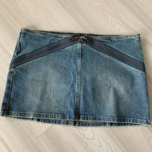 Jean with funky zippers mini skirt